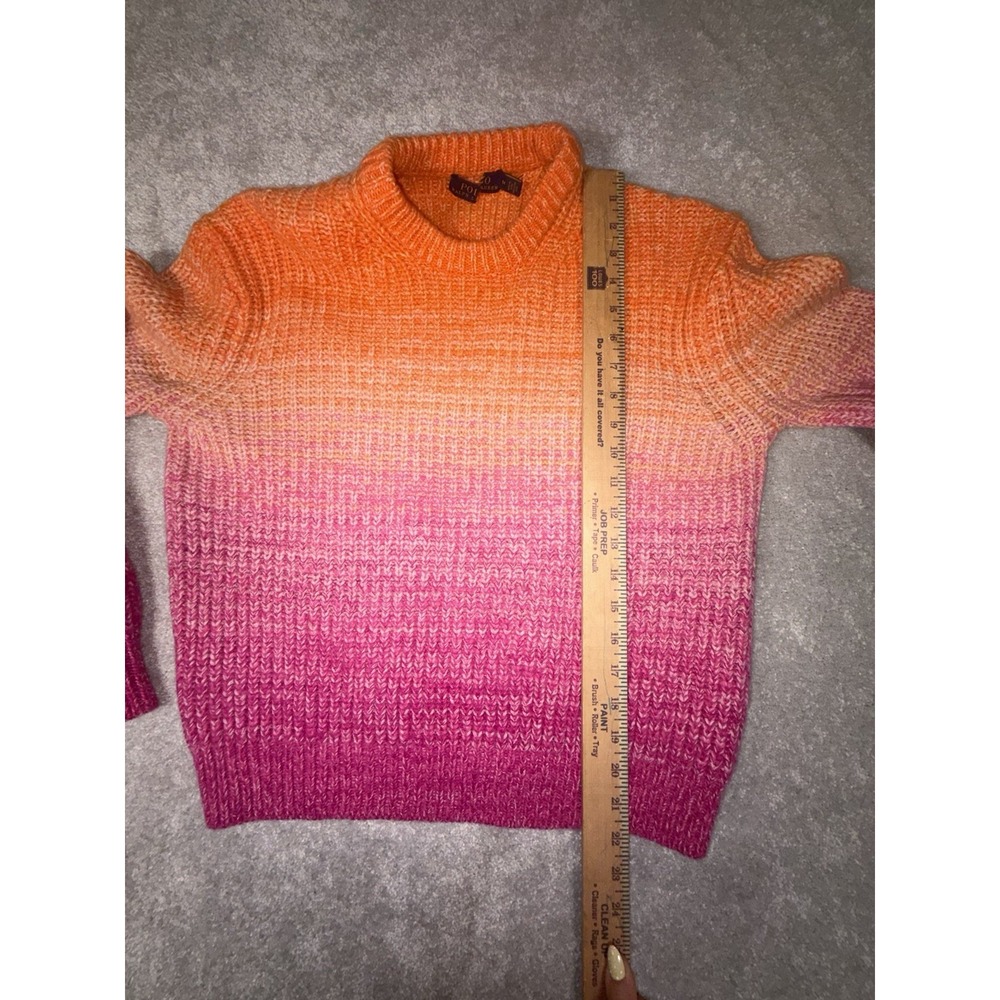 Polo Ralph Lauren Ombré Wool-Cashmere Blend Crewneck Sweater orange pink women M - Picture 9 of 10
